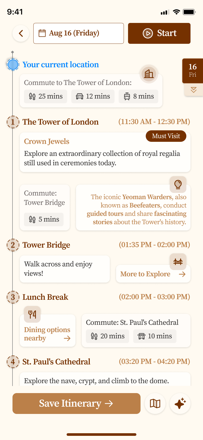 View detailed itinerary information